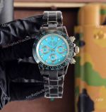 Japan Grade Rolex AET Remould Daytona Black Ceramic Watch in Baby Blue Dial 43mm
